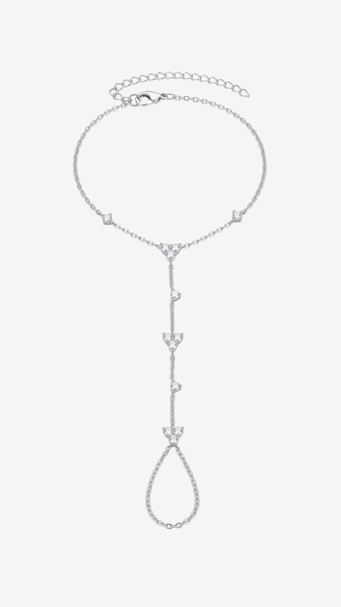 CZ crystal heart hand chain