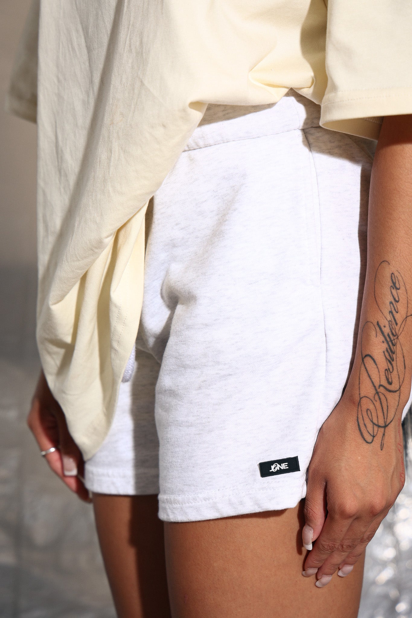 gray fitted sweatshorts