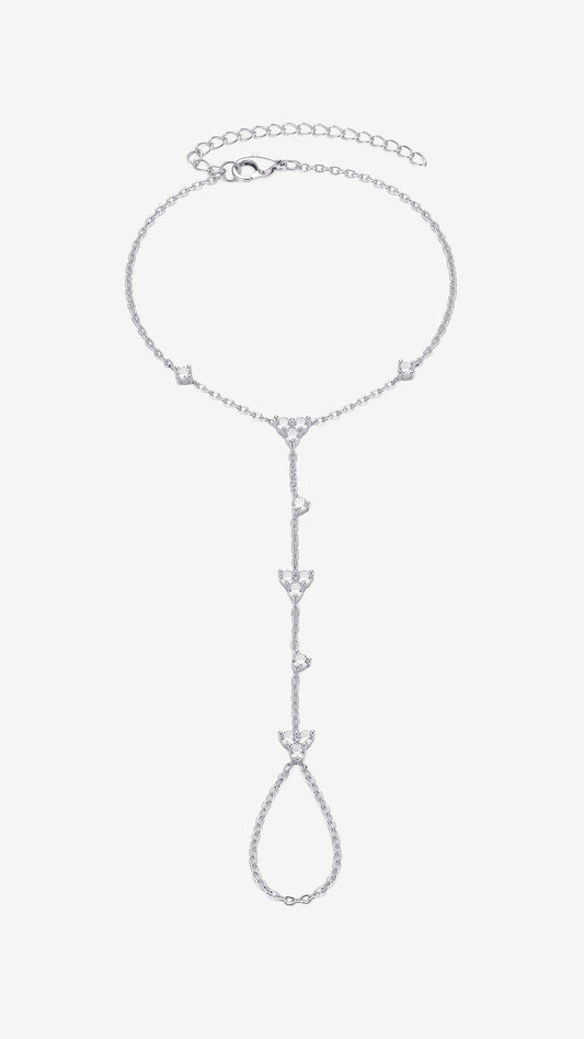 CZ crystal heart hand chain